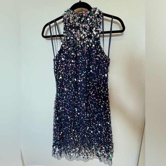 Jewelled sequin Aidan Mattox navy dress, never worn - Picture 1 of 3